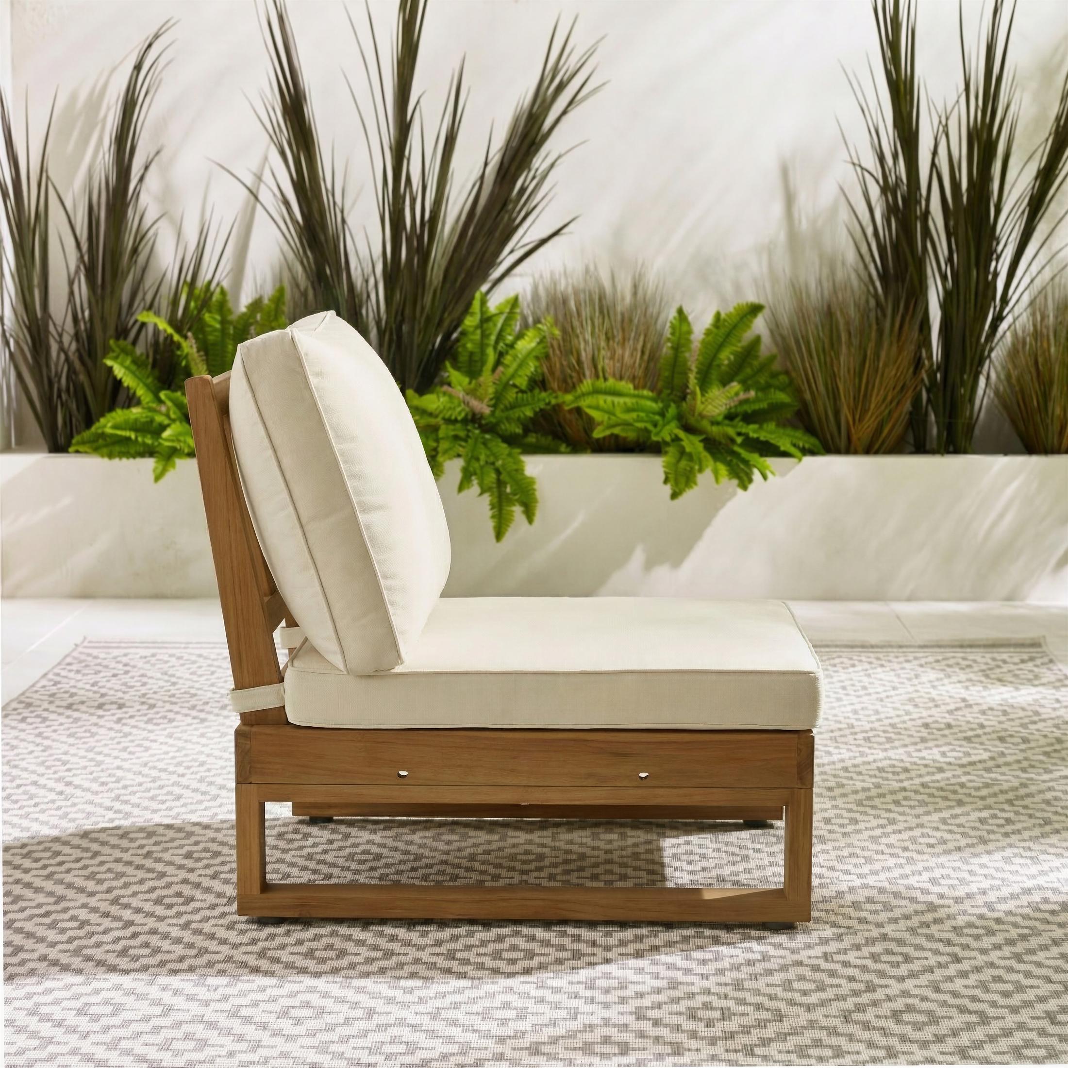 2x Brisa Natural Wood and Cream Garden Chairs Set — image 5