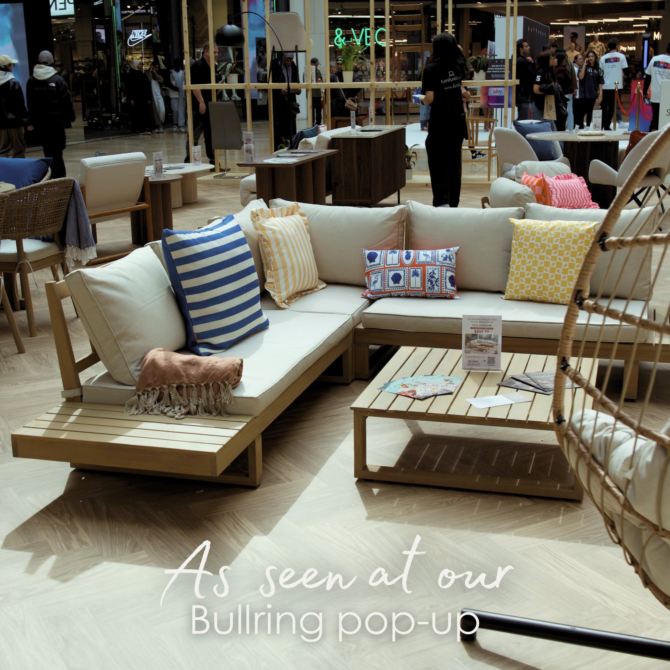 Brisa Teak Effect Wood & Cream 5/6 Seat Garden Sofa Set — image 9