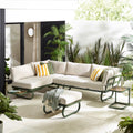 Capri Green Metal & Cream Garden Corner Sofa Set — image 1