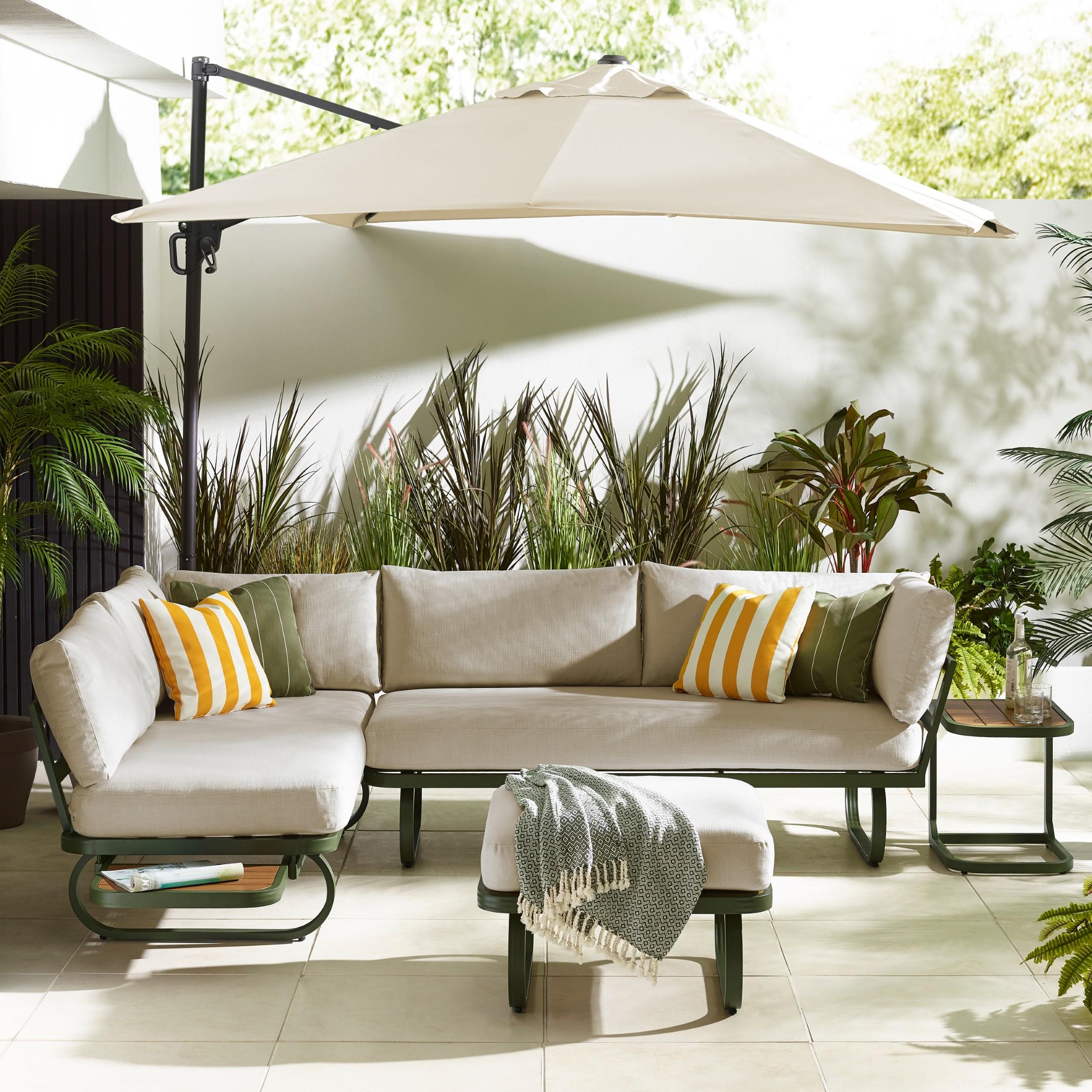 Capri Green Metal & Cream Garden Corner Sofa Set — image 2