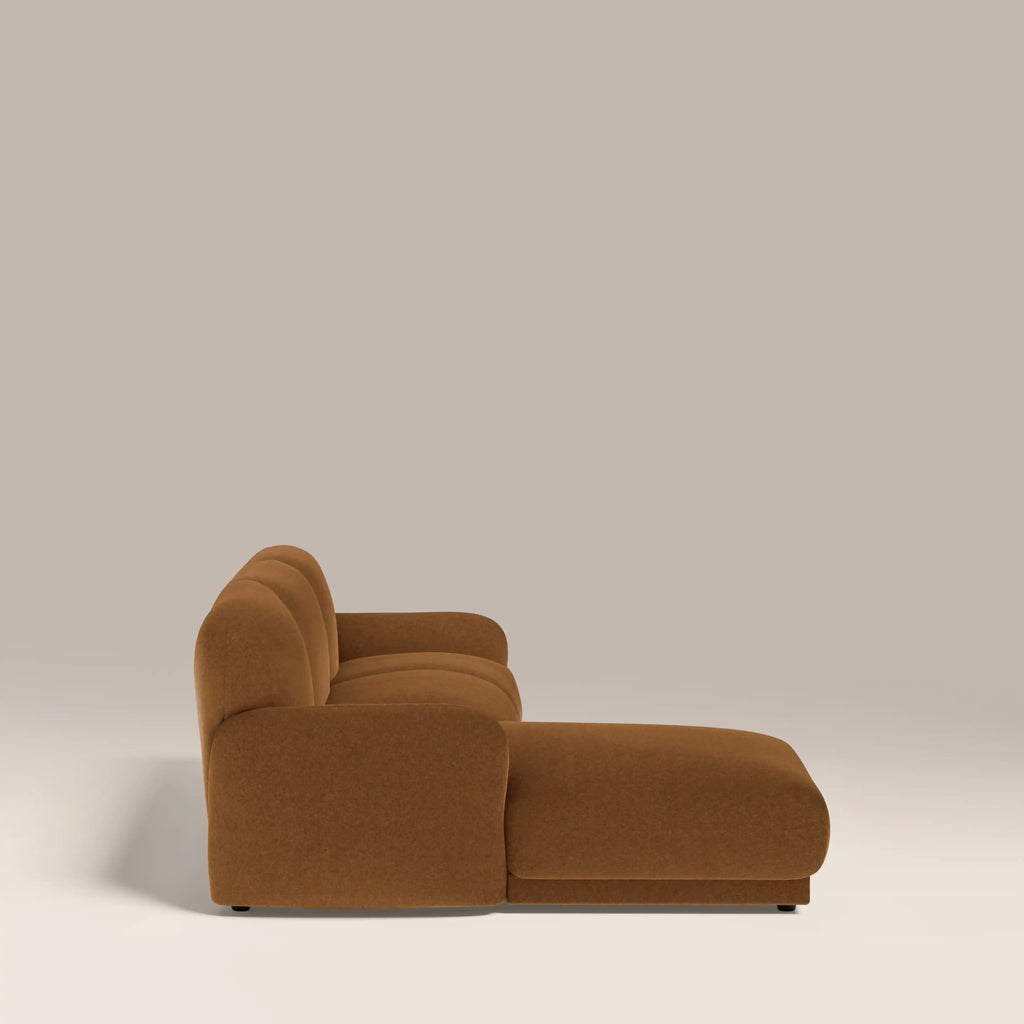 Cloud Left Hand 3 Seater Chaise Sofa - Caramel Brown Sustainable Mohair Velvet — image 4