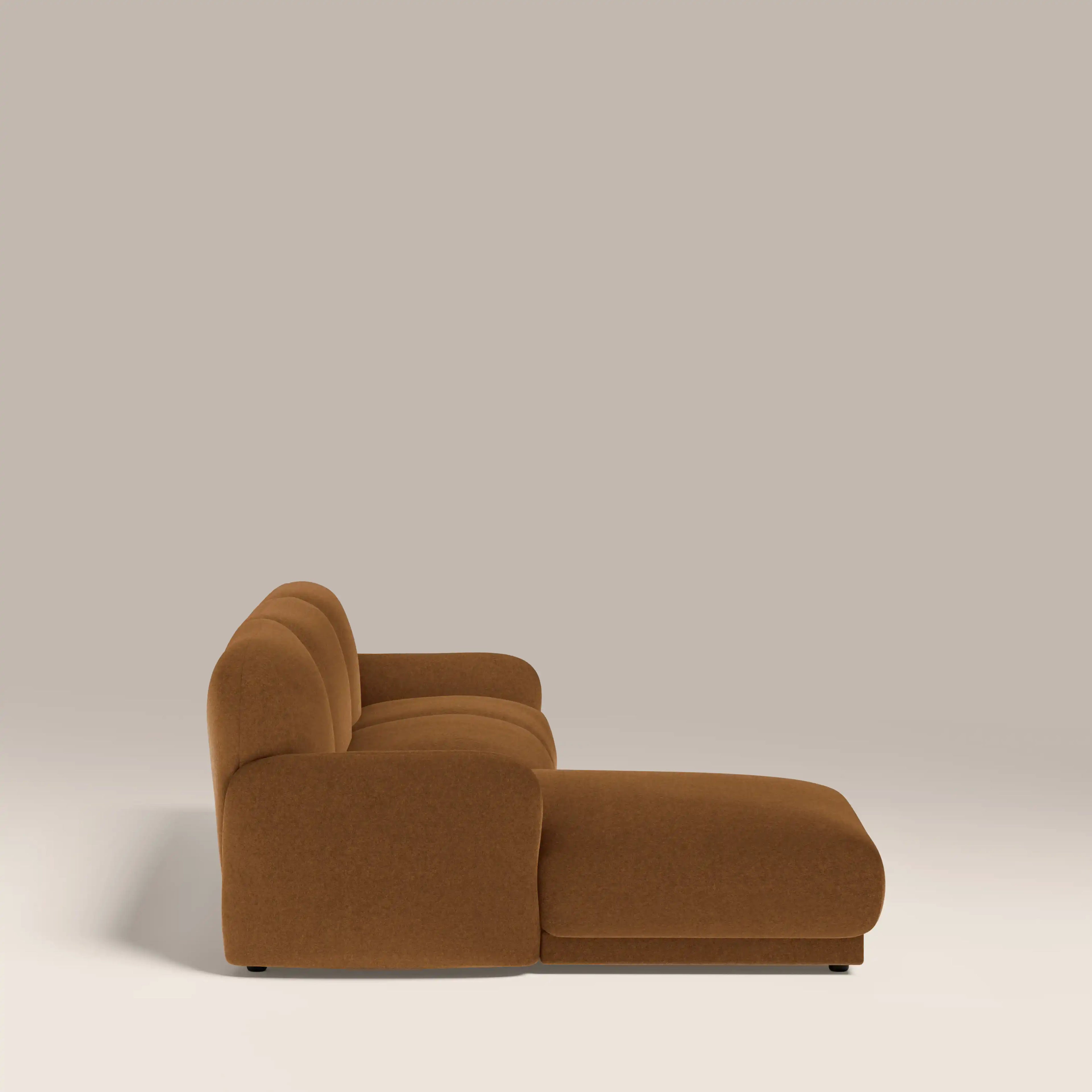 Cloud Left Hand 3 Seater Chaise Sofa - Caramel Brown Sustainable Mohair Velvet — image 4