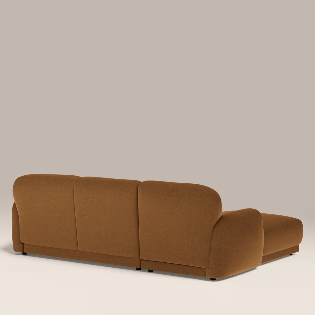 Cloud Left Hand 3 Seater Chaise Sofa - Caramel Brown Sustainable Mohair Velvet — image 5