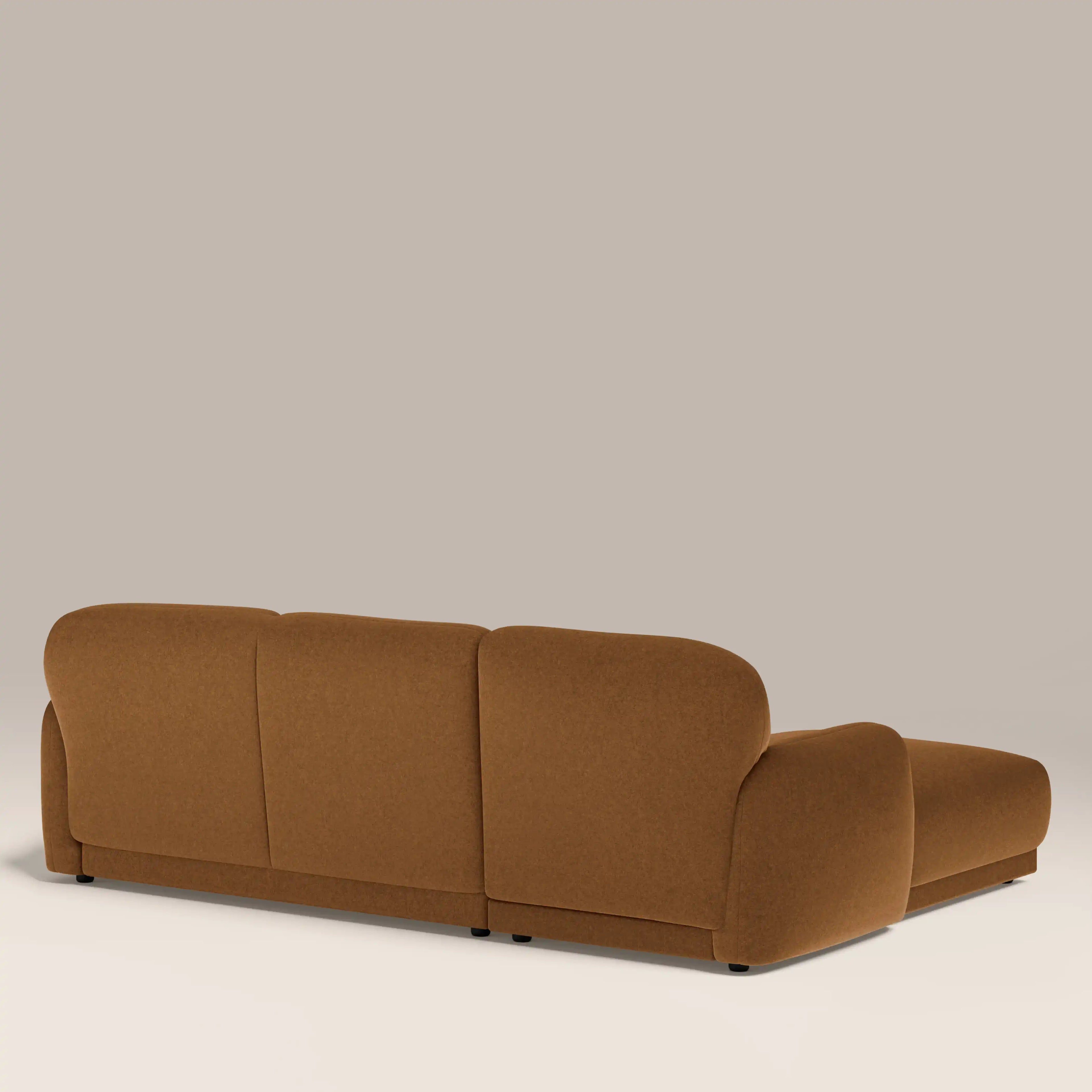 Cloud Left Hand 3 Seater Chaise Sofa - Caramel Brown Sustainable Mohair Velvet — image 5