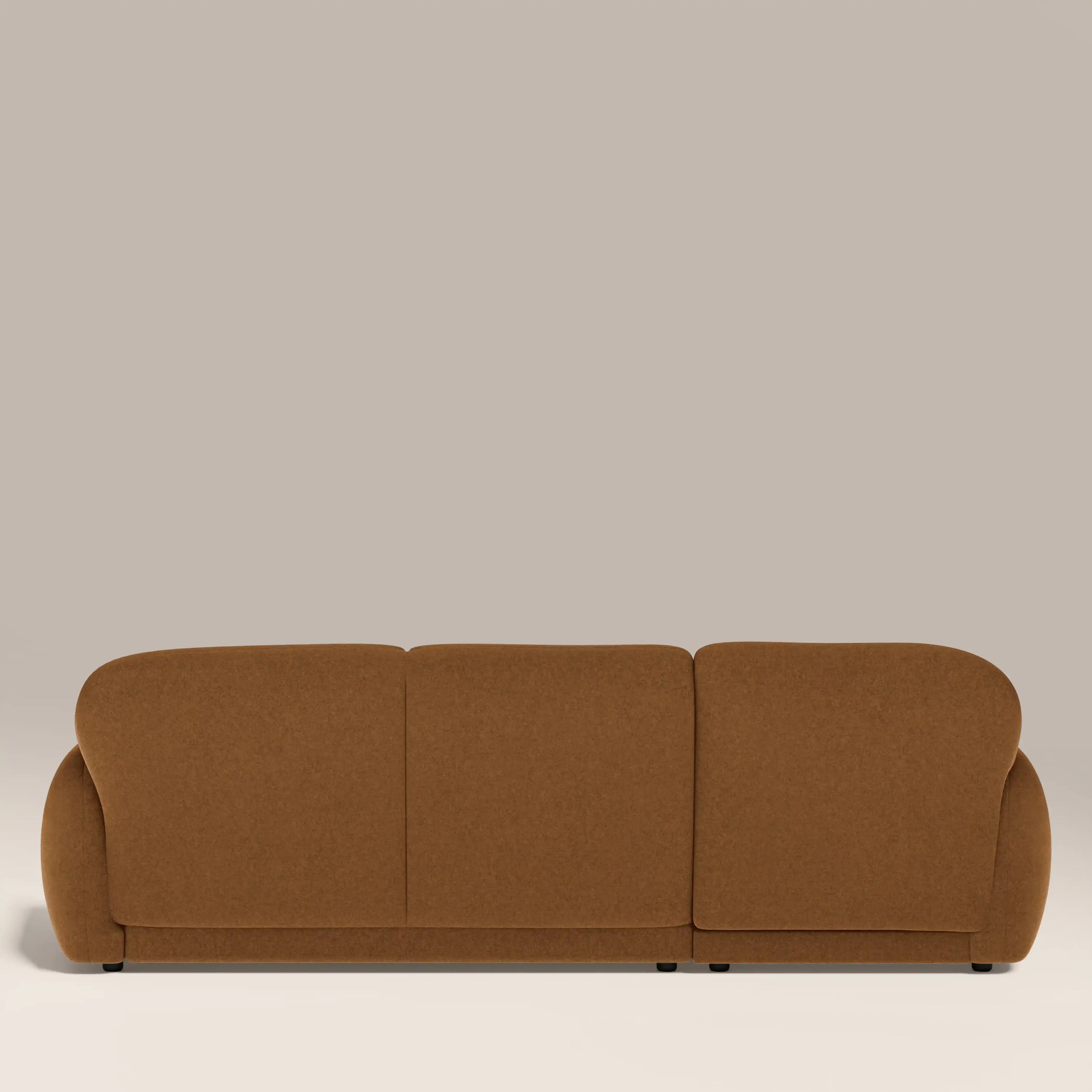 Cloud Left Hand 3 Seater Chaise Sofa - Caramel Brown Sustainable Mohair Velvet — image 6