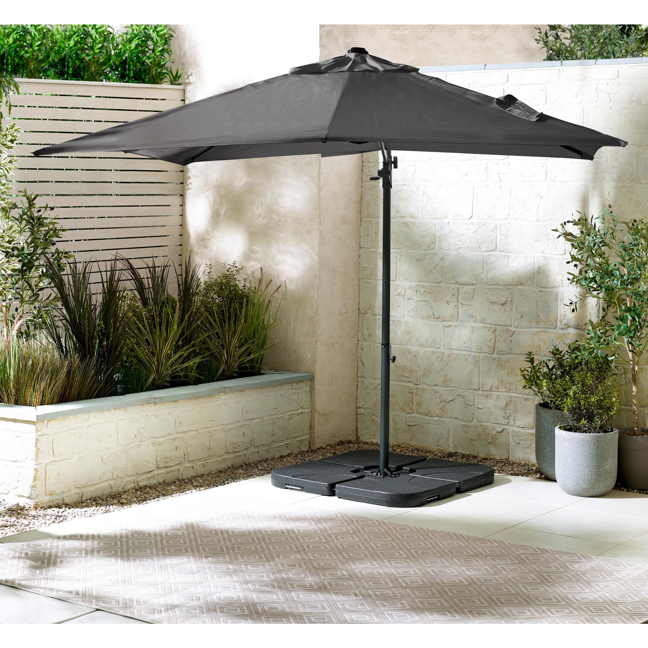 Cantilever Grey Square Garden Parasol & Base Set — image 1