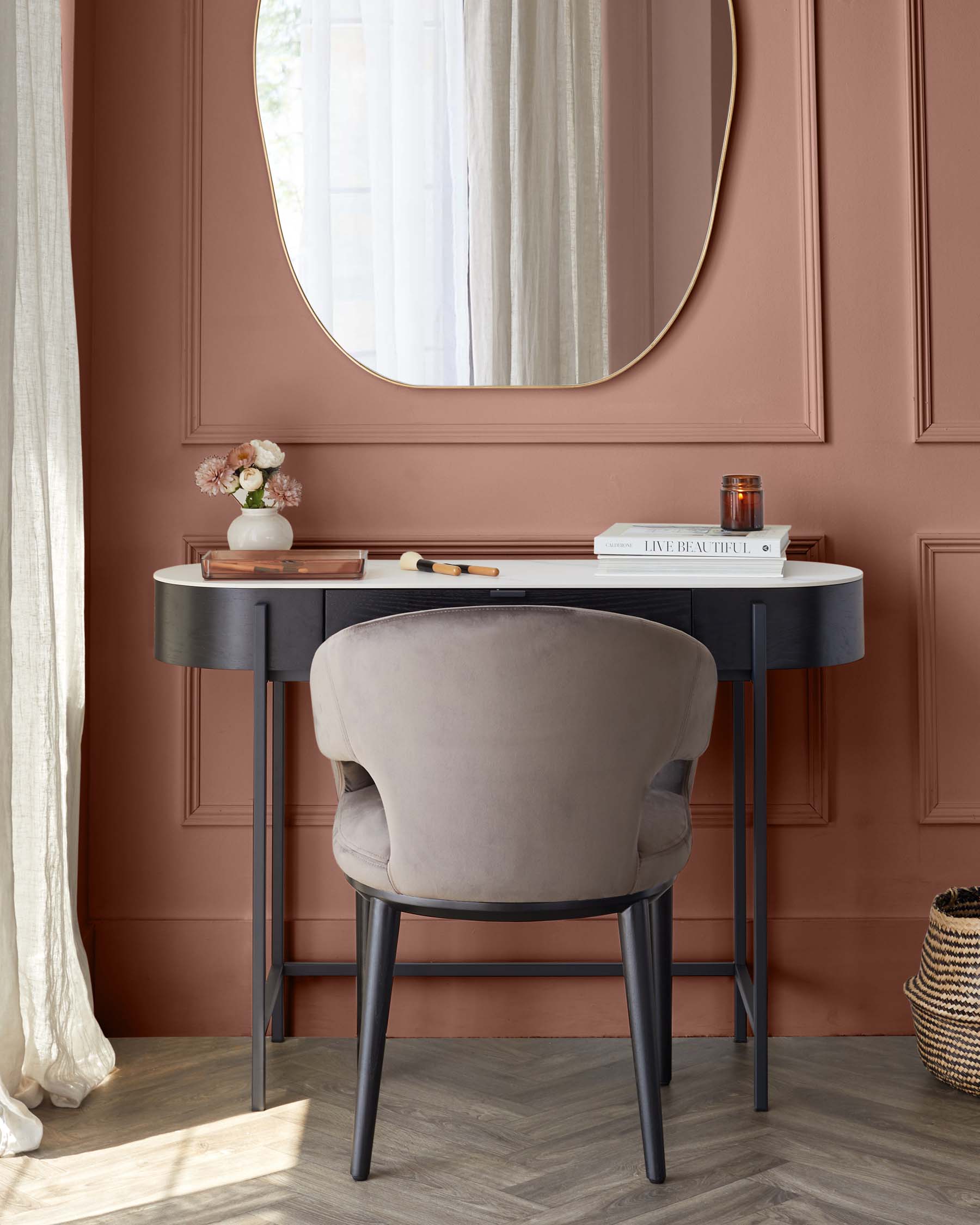 Carmen Black Console Dressing Table with White Ceramic Top — image 4