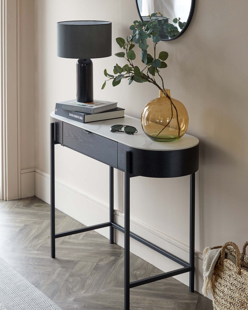Carmen Black Console Dressing Table with White Ceramic Top — image 1