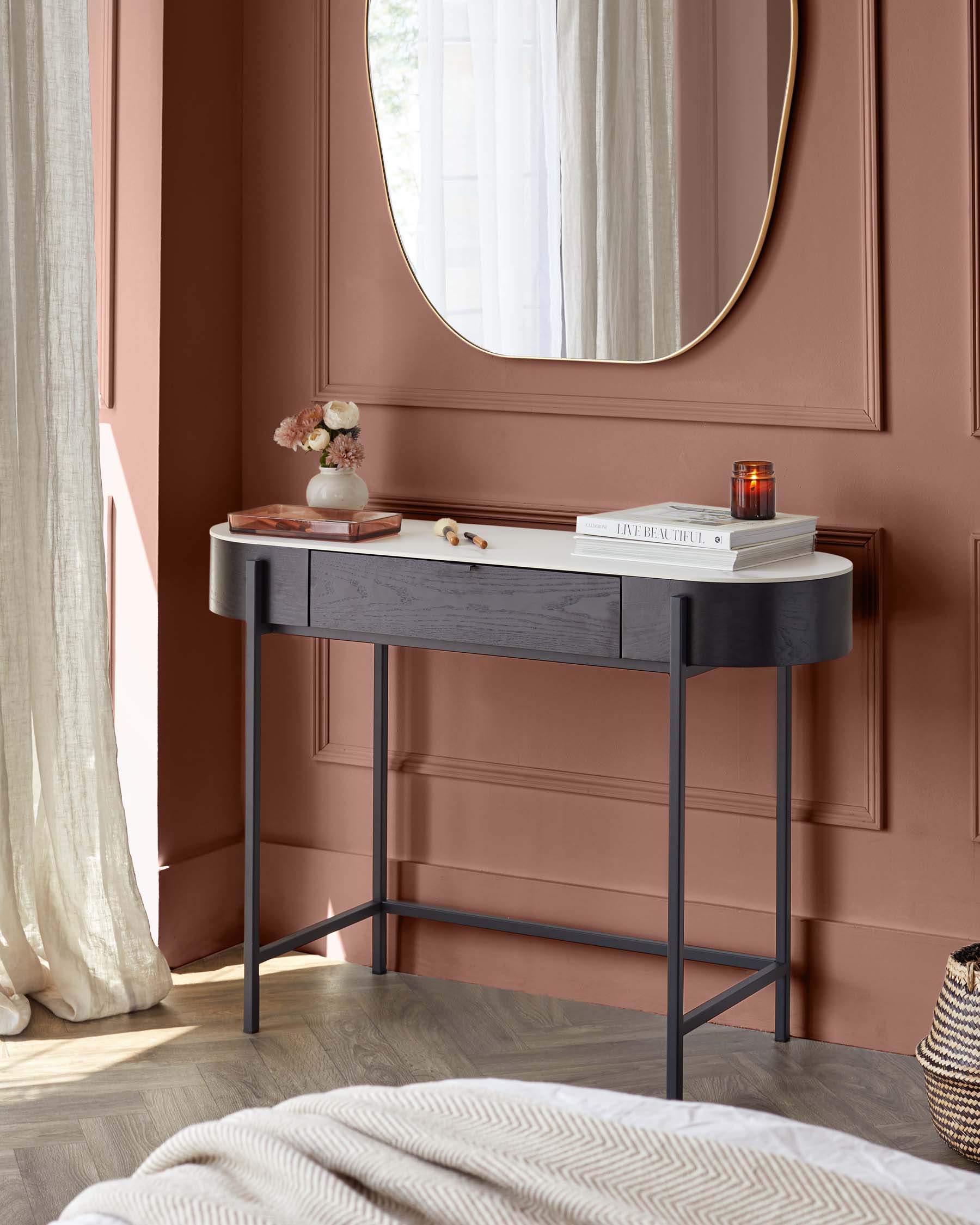 Carmen Black Console Dressing Table with White Ceramic Top — image 5