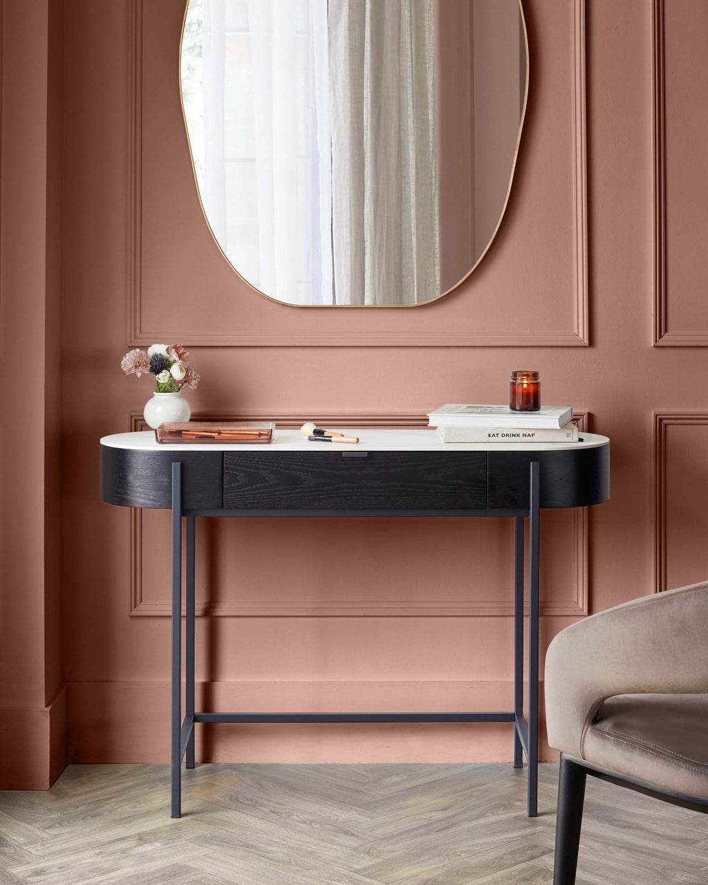 Carmen Black Console Dressing Table with White Ceramic Top — image 2