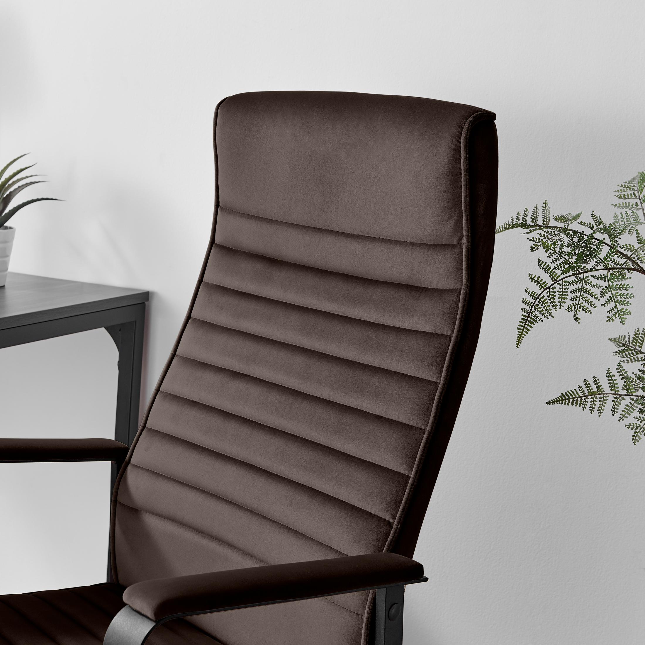 Centro Brown Velvet Reclining Office Chair — image 4