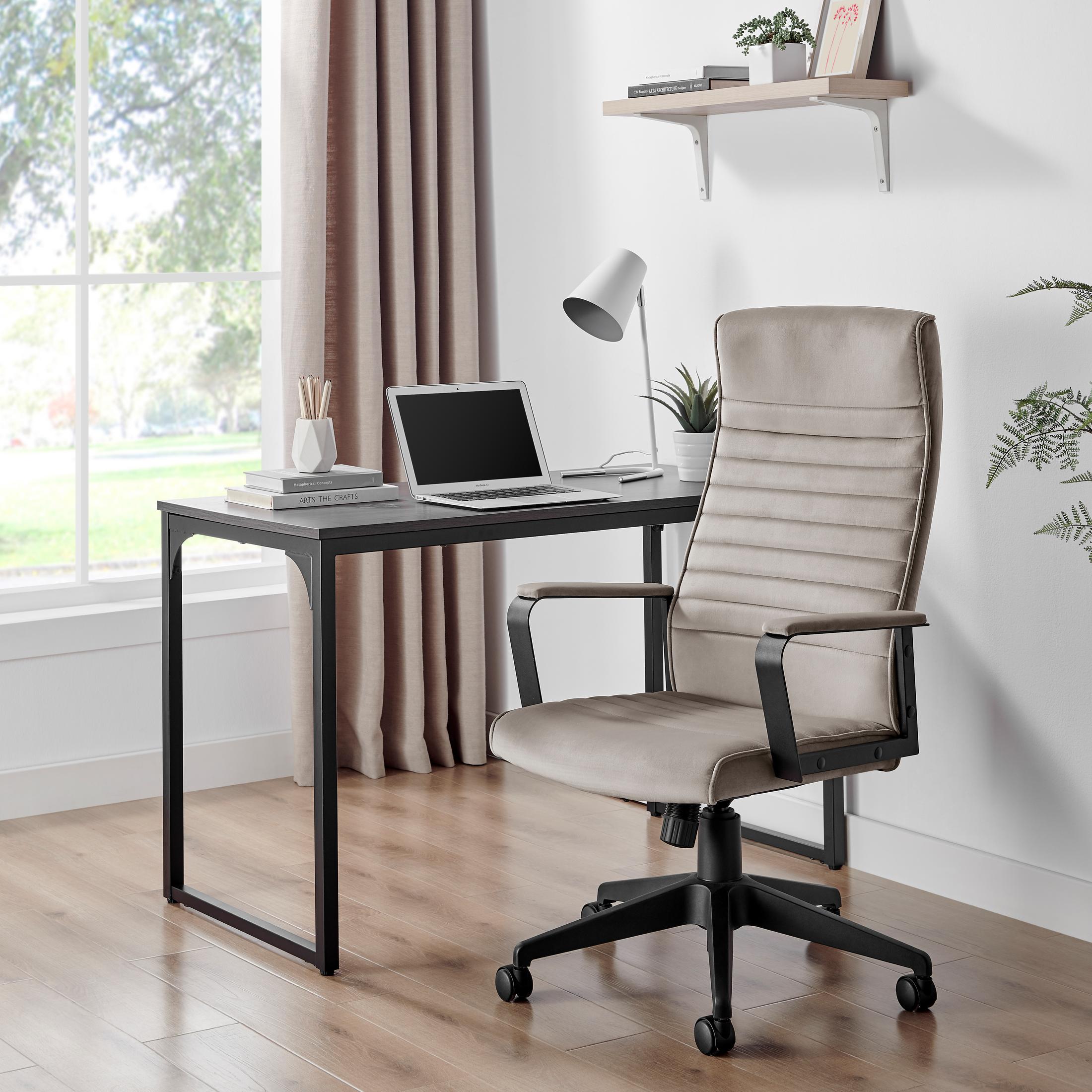 Centro Cappuccino Beige Velvet Swivel Office Chair — image 1