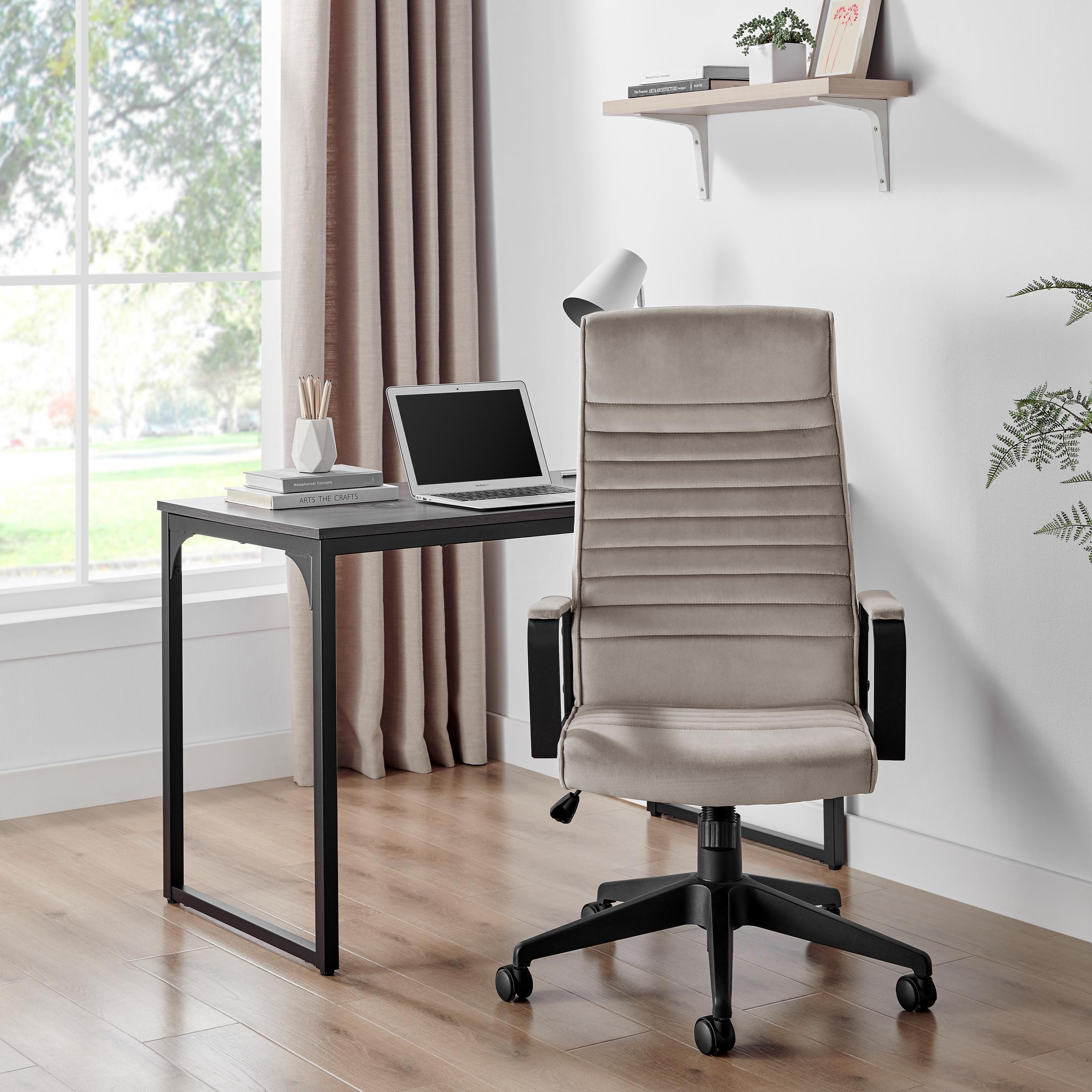 Centro Cappuccino Beige Velvet Swivel Office Chair — image 2