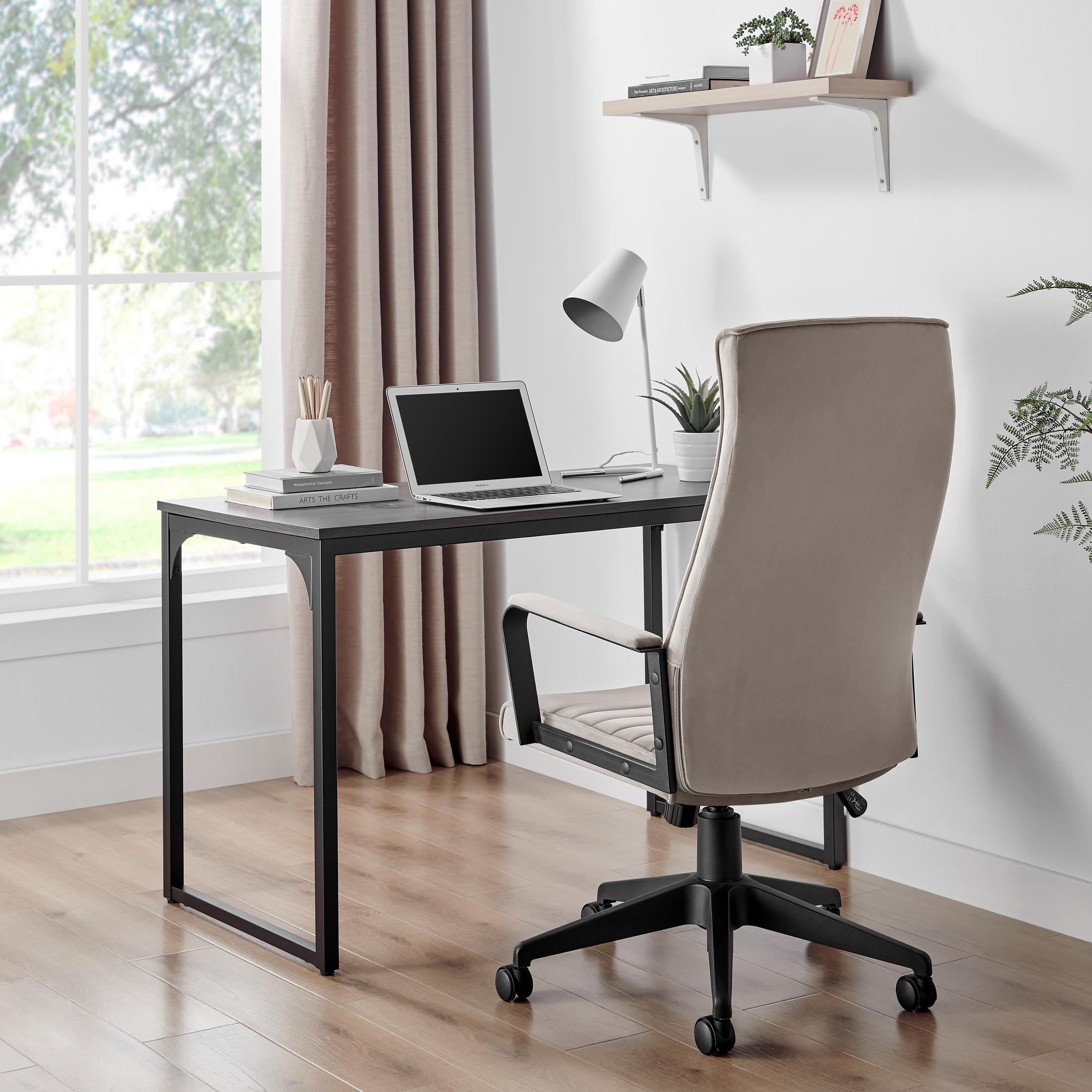 Centro Cappuccino Beige Velvet Swivel Office Chair — image 3