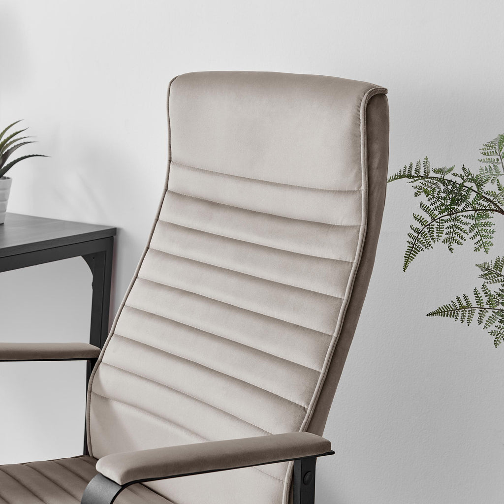 Centro Cappuccino Beige Velvet Swivel Office Chair — image 4