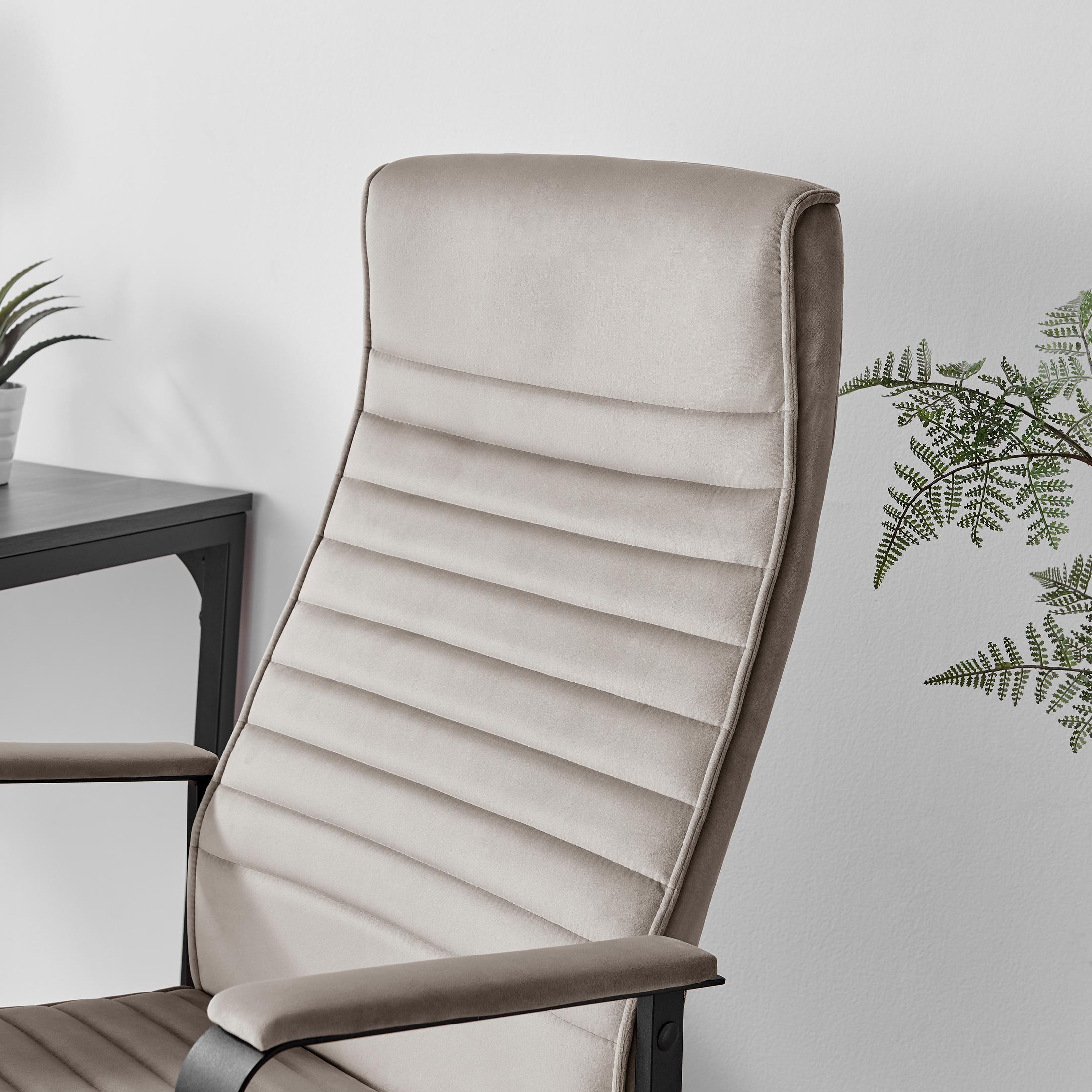Centro Cappuccino Beige Velvet Swivel Office Chair — image 4