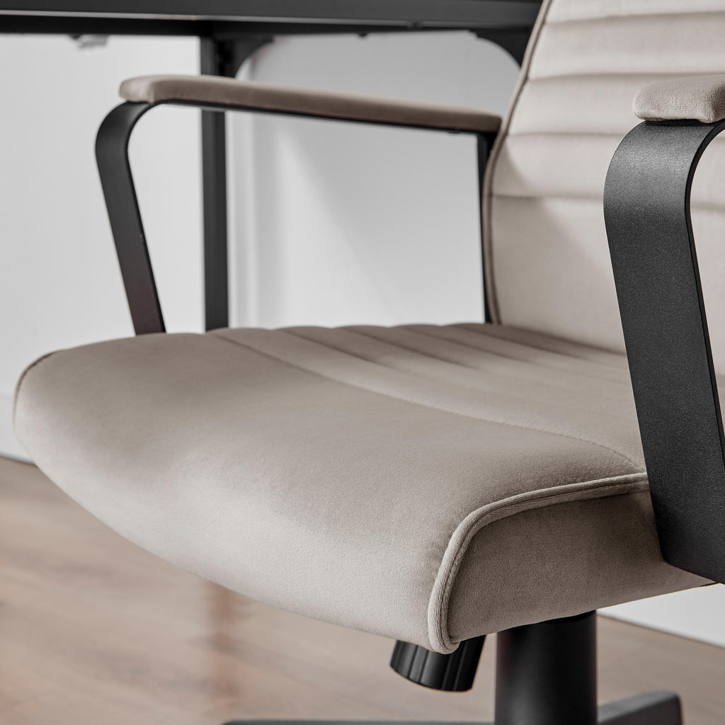 Centro Cappuccino Beige Velvet Swivel Office Chair — image 5