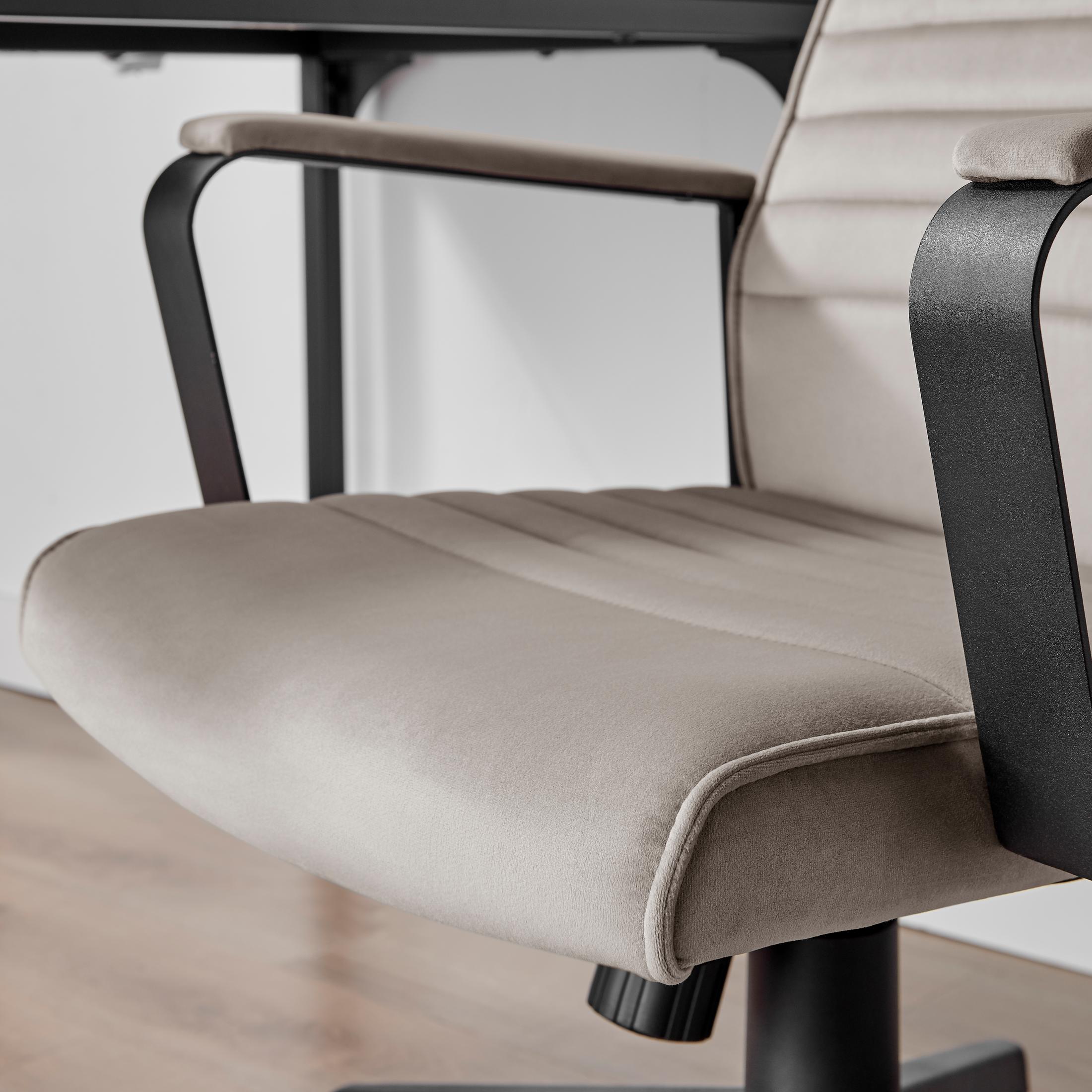 Centro Cappuccino Beige Velvet Swivel Office Chair — image 5