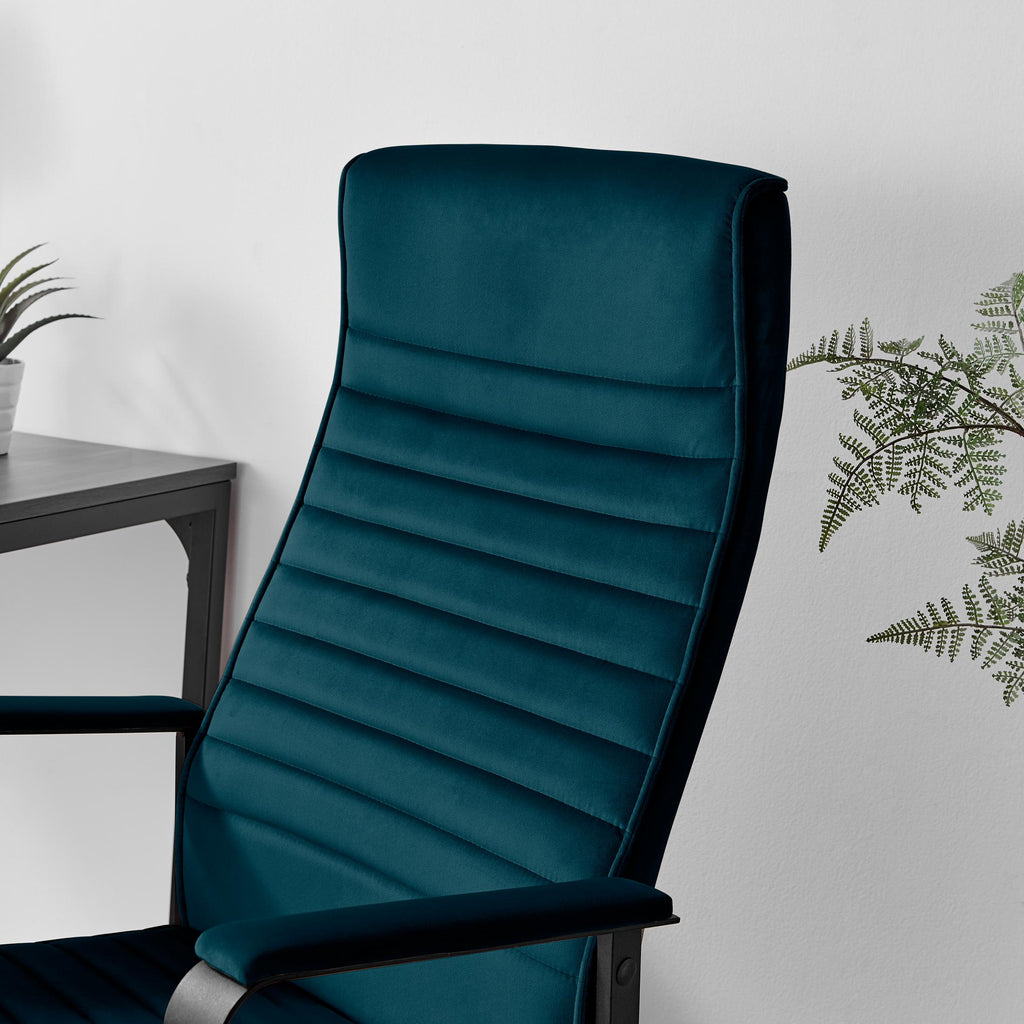 Centro Blue Velvet Reclining Office Chair — image 4