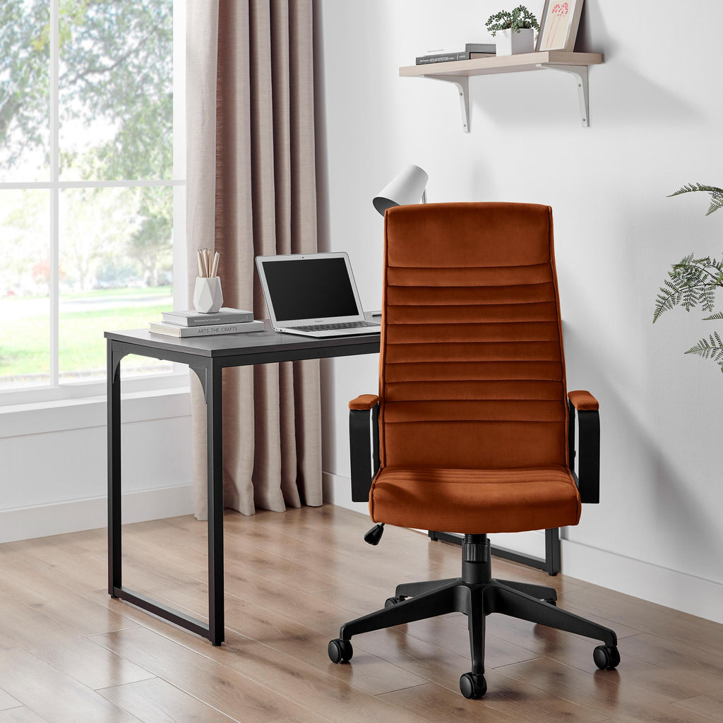 Centro Burnt Orange Velvet Reclining Office Chair — image 2