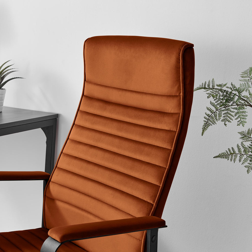 Centro Burnt Orange Velvet Reclining Office Chair — image 4