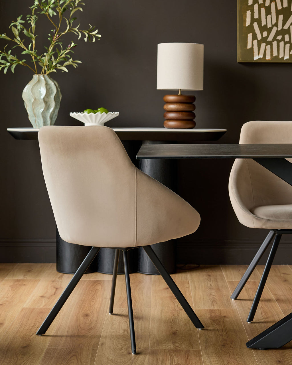 Cleo Champagne Velvet Swivel Chair — image 3