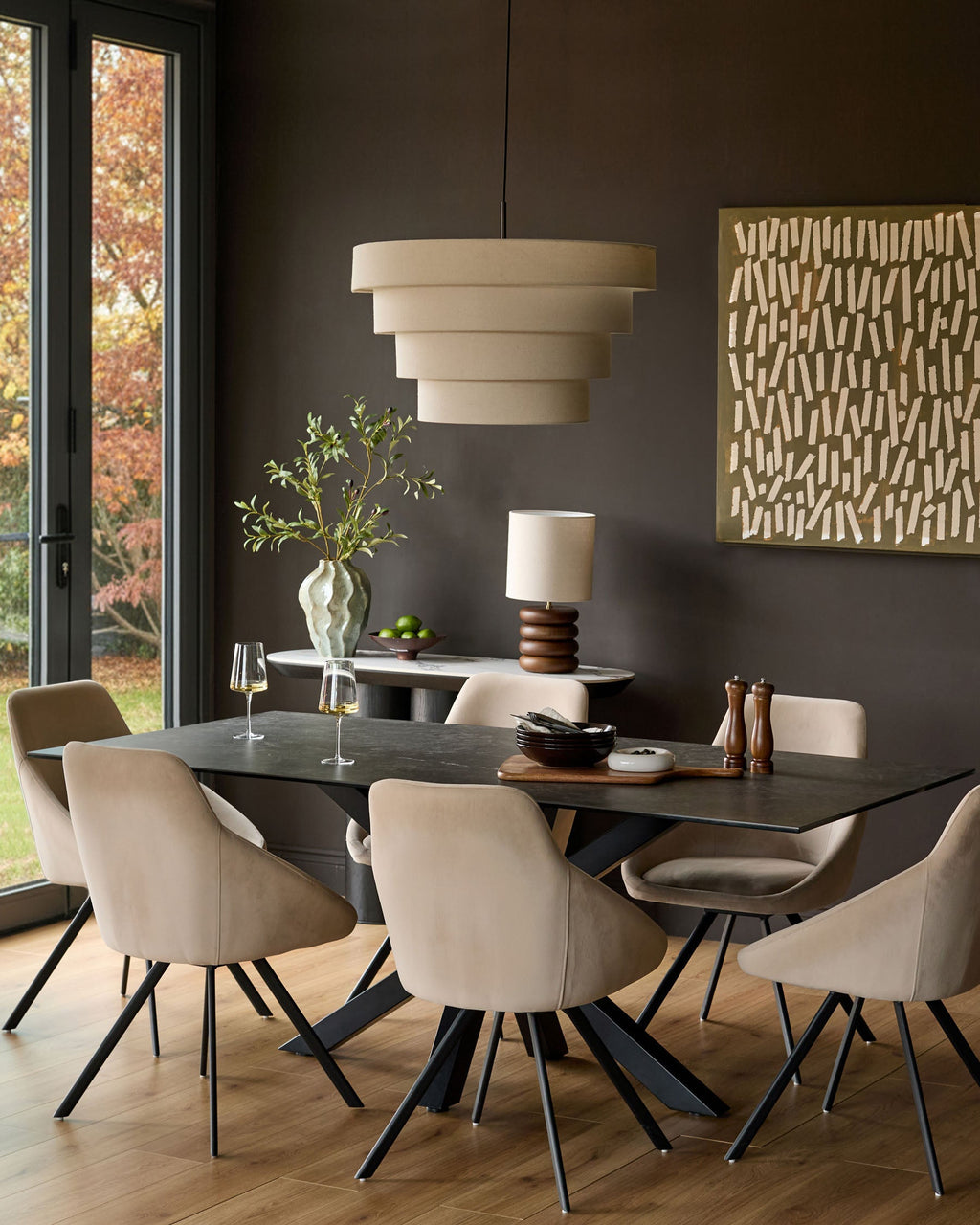Cleo Champagne Velvet Swivel Chair — image 2