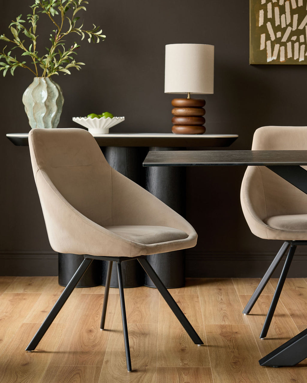 Cleo Champagne Velvet Swivel Chair — image 1