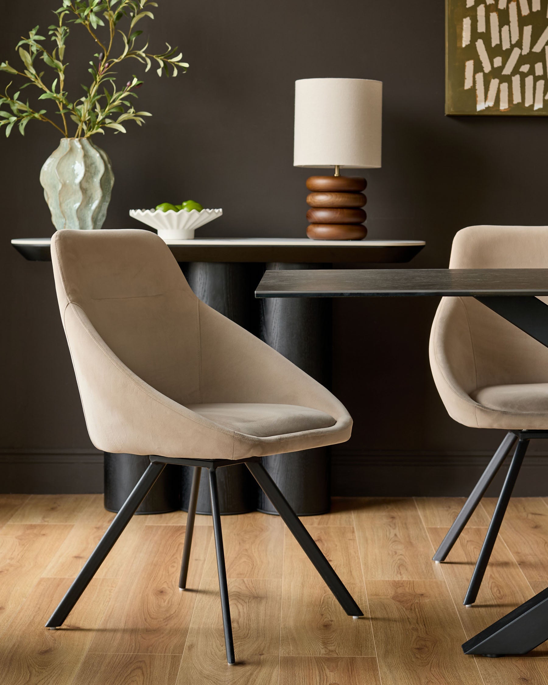 Cleo Champagne Velvet Swivel Chair — image 1