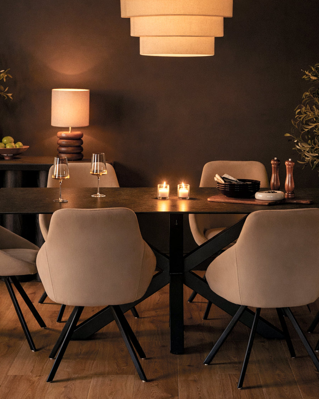 Cleo Champagne Velvet Swivel Chair — image 7