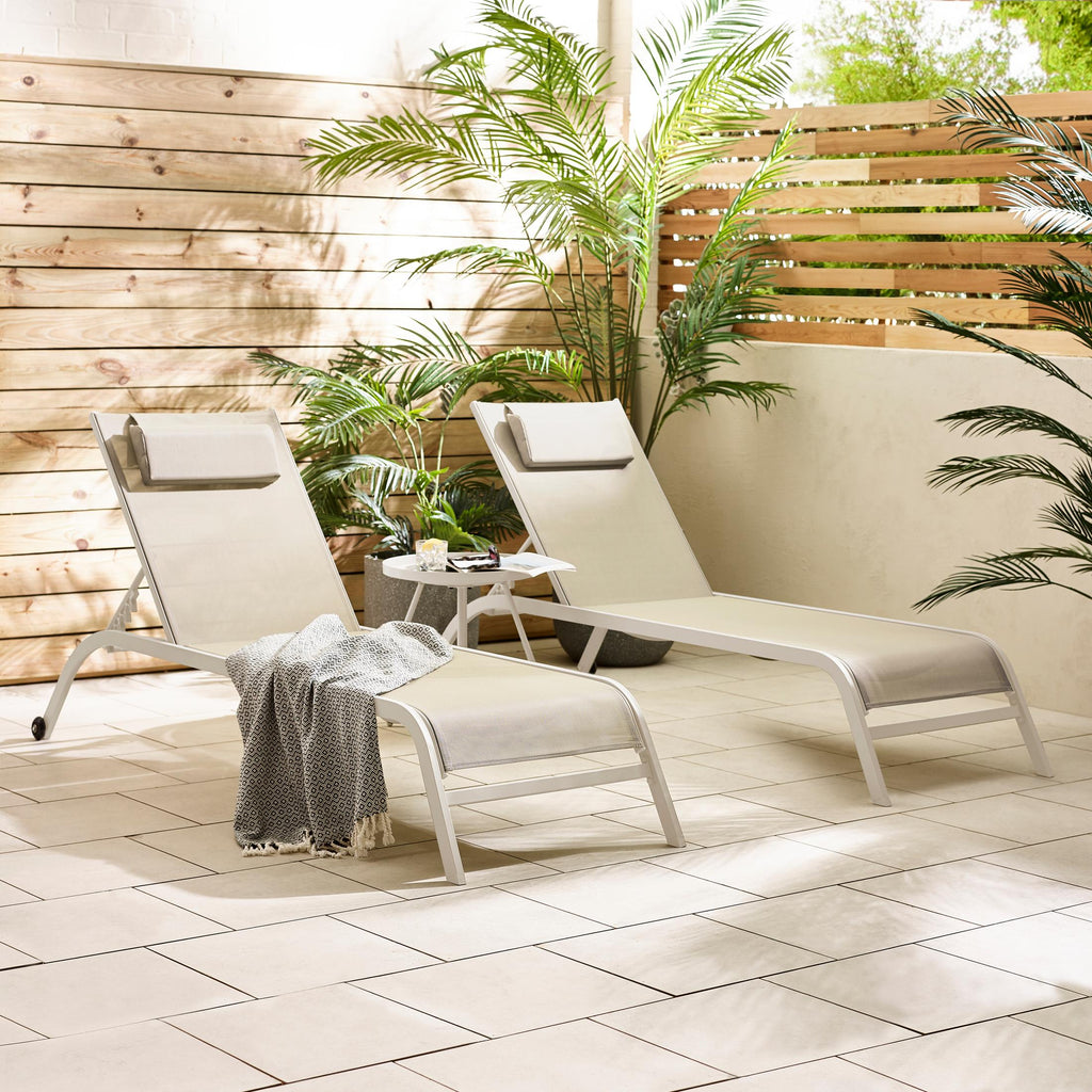 2x Corsica Cream Metal & Textilene Sun Loungers — image 7