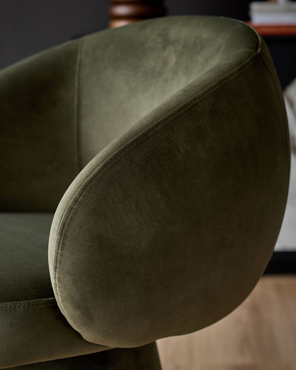 Darcy olive green velvet swivel chair — image 5