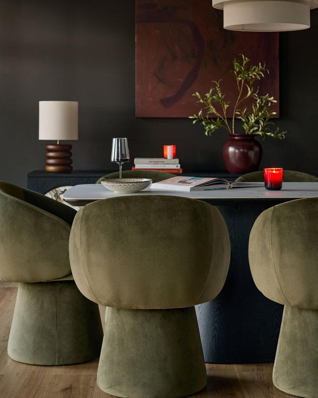 Darcy olive green velvet swivel chair — image 4