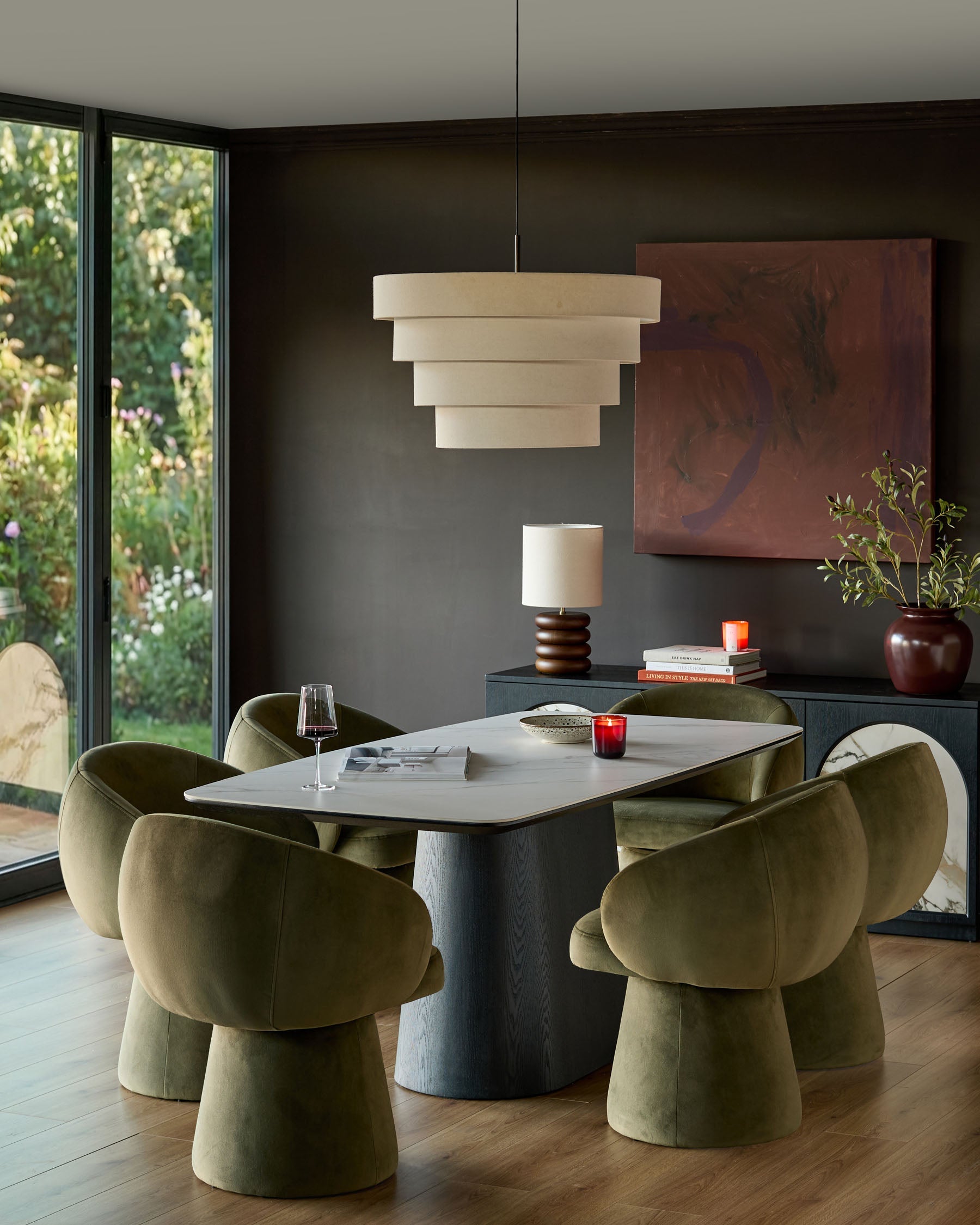Darcy olive green velvet swivel chair — image 2