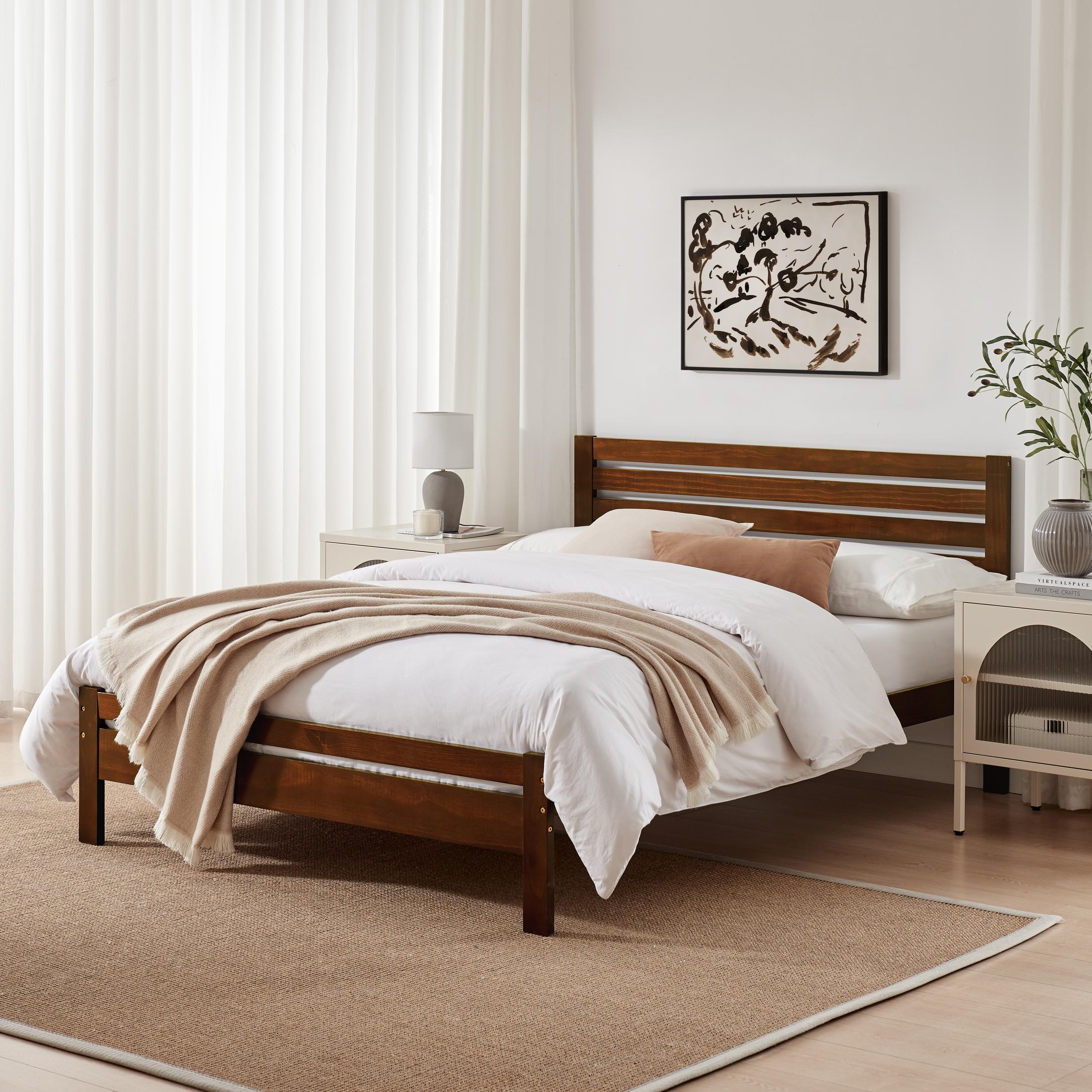 Declan Walnut Solid Pine Double Bed Frame — image 7