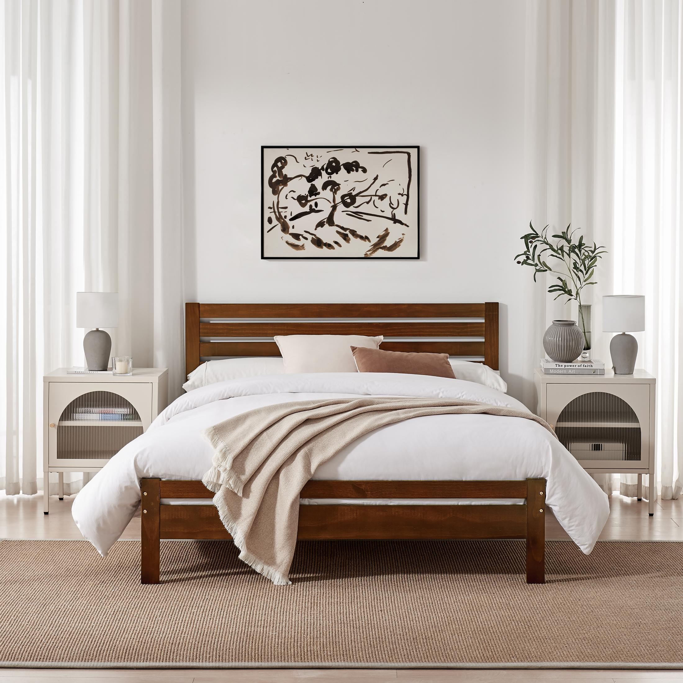Declan Walnut Solid Pine Double Bed Frame — image 8