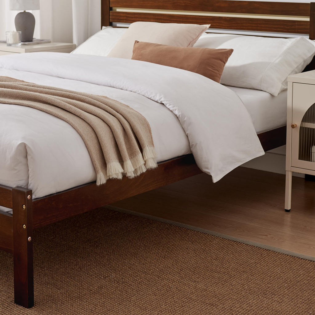 Declan Walnut Solid Pine Double Bed Frame — image 4
