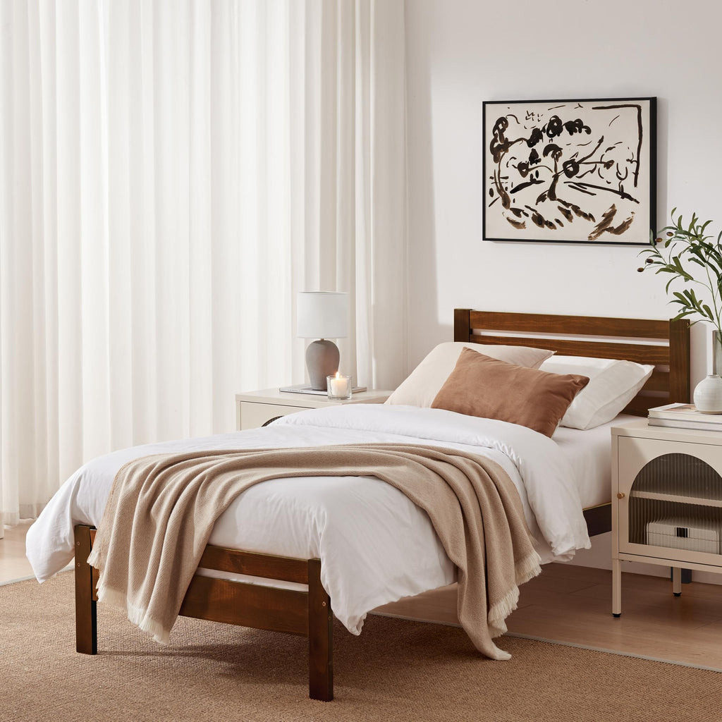 Declan Walnut Solid Pine Single Bed Frame — image 7
