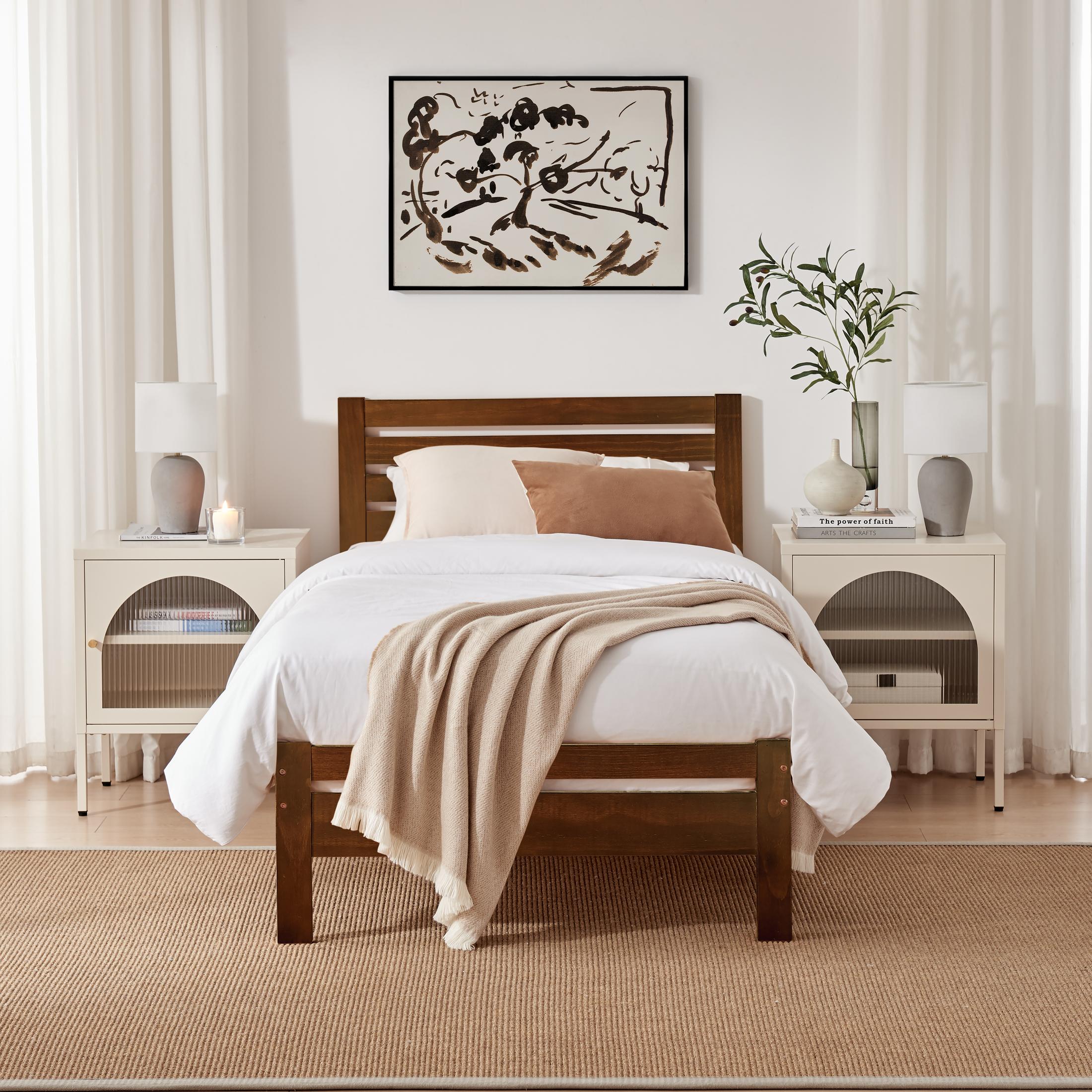 Declan Walnut Solid Pine Single Bed Frame — image 8
