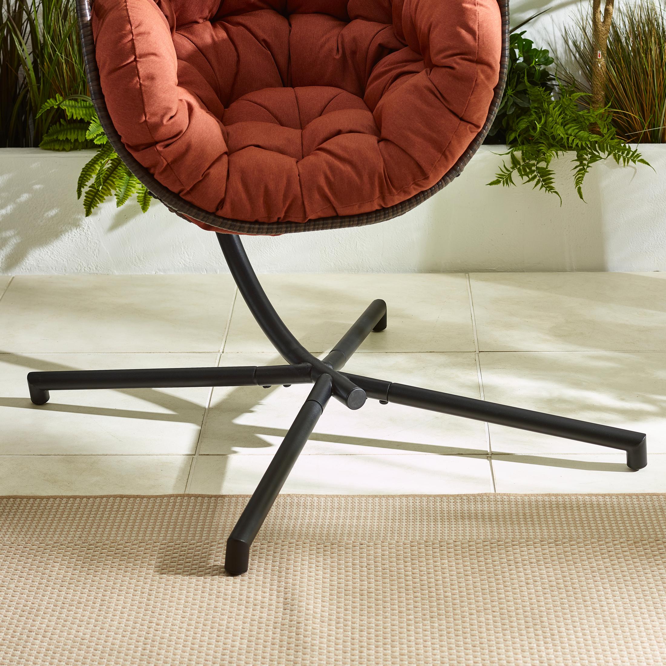 Brown Rattan & Orange Garden Hanging Egg Chair Seat — image 5