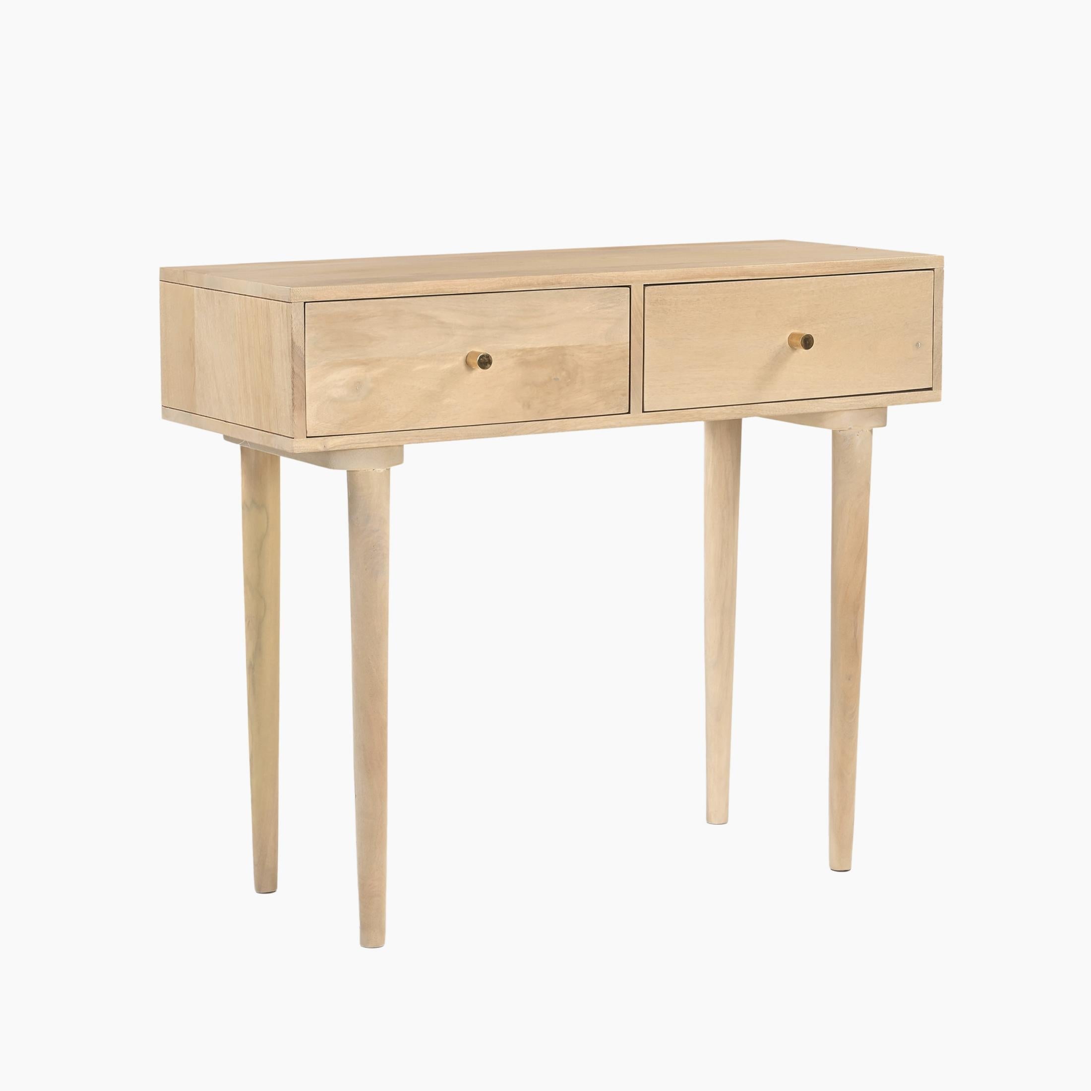 Everest Rectangle White Oak Wood 2 Drawer Console Table — image 2