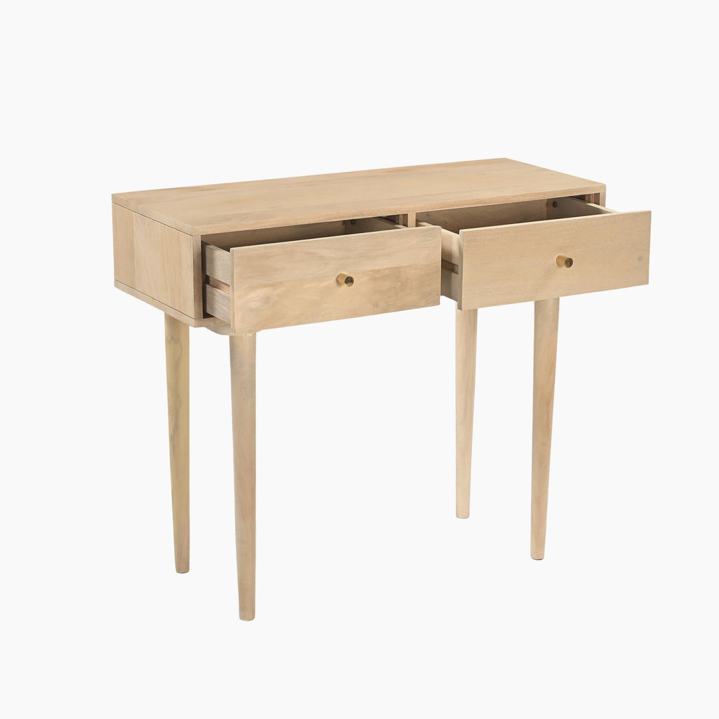 Everest Rectangle White Oak Wood 2 Drawer Console Table — image 4
