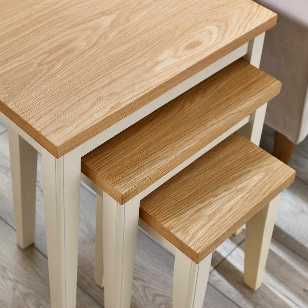 Eden Oak and Cream Solid Wood Set of 3 Nesting Side Tables — image 4