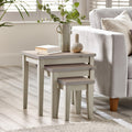 Eden Whitewash & Light Grey 3x Wooden Nesting Tables — image 1