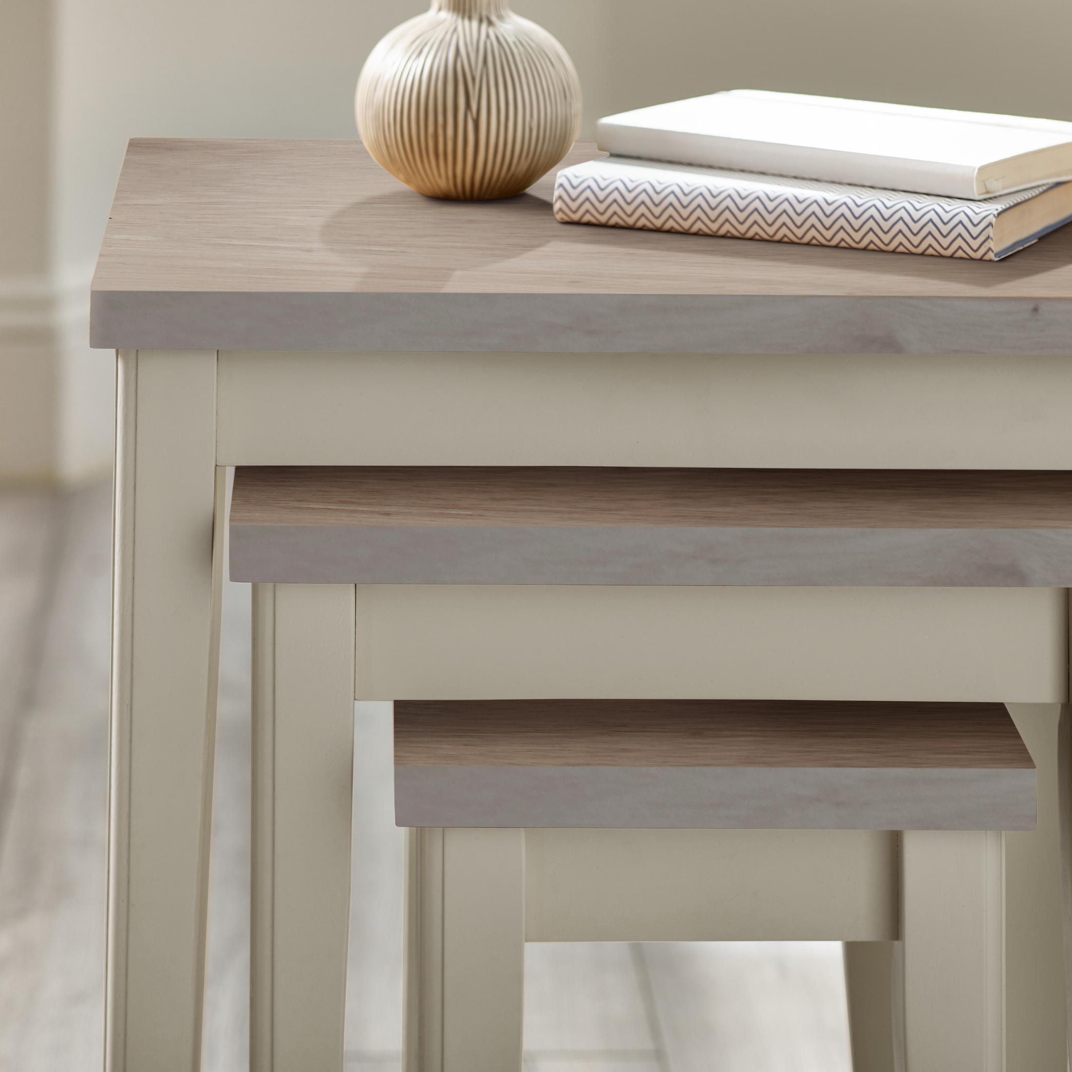 Eden Whitewash & Light Grey 3x Wooden Nesting Tables — image 5