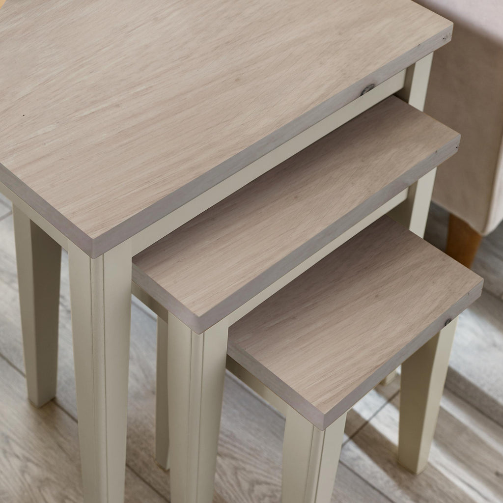 Eden Whitewash & Light Grey 3x Wooden Nesting Tables — image 6