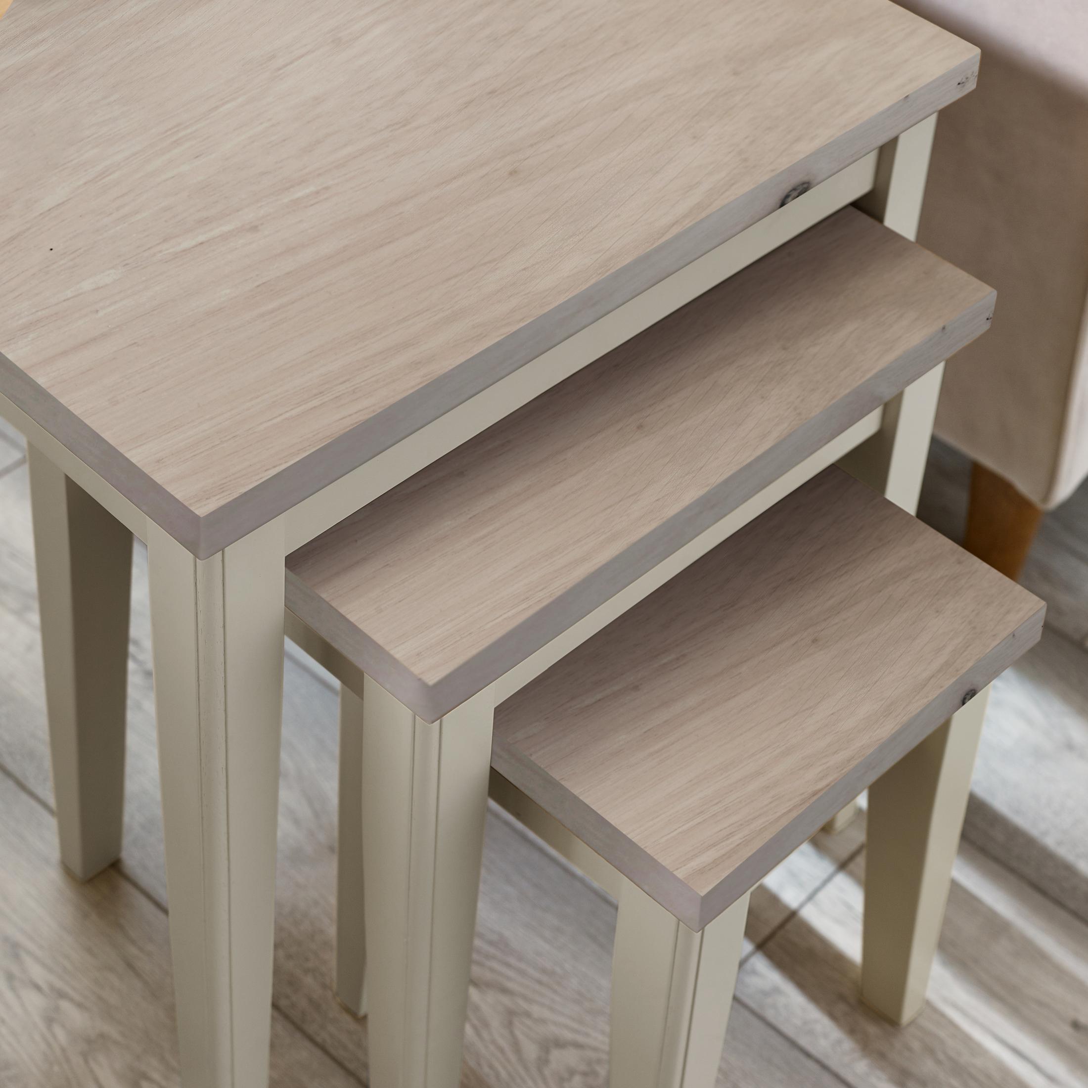 Eden Whitewash & Light Grey 3x Wooden Nesting Tables — image 6