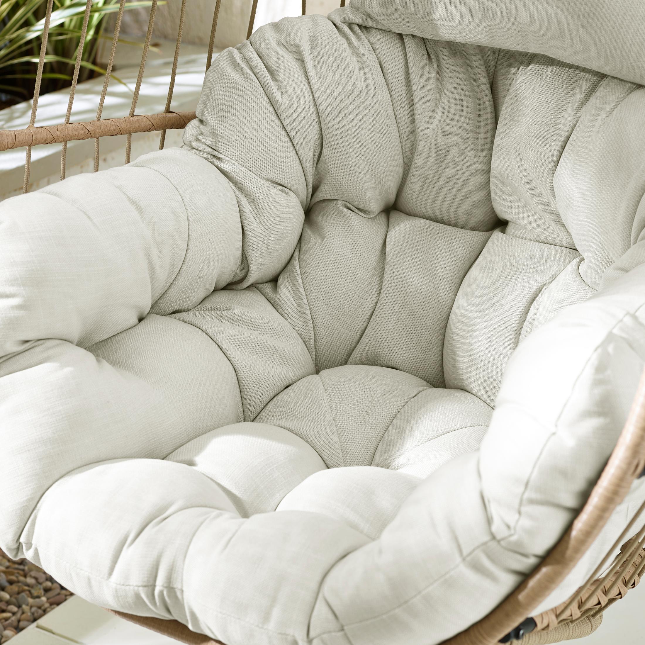 Beige Rattan & Cream Garden Hanging Egg Chair Seat — image 4