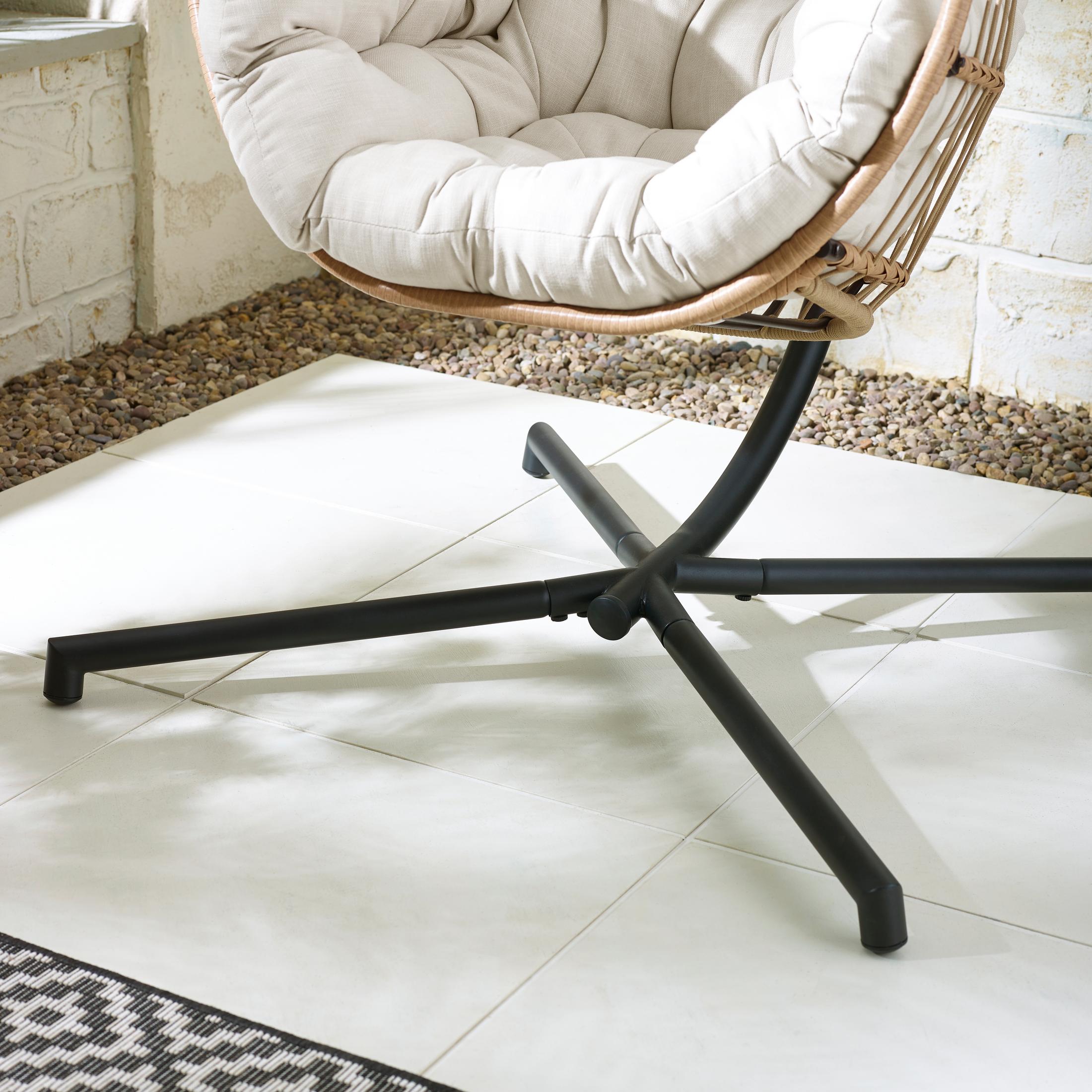 Beige Rattan & Cream Garden Hanging Egg Chair Seat — image 7