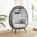Black Rattan & Grey Garden Egg Chair Seat — image 1